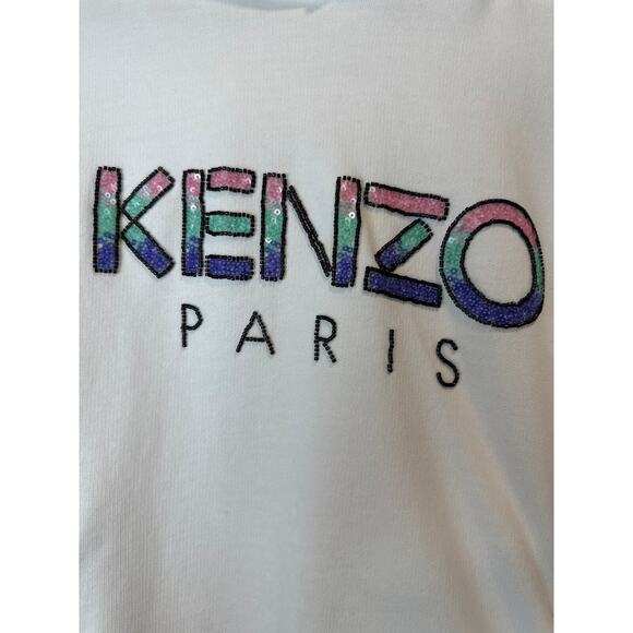 KENZO Paris White Beaded Sequin Unicorn Rare Colorful Hoodie Small Designer - Picture 2 of 10